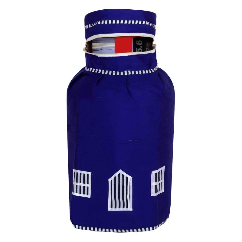 Kuber Industries Heart Home 2 Pieces Cotton DustWater Proof LPG Gas Cylinder Cover Blue CTHH7604 Standard  - Image 4