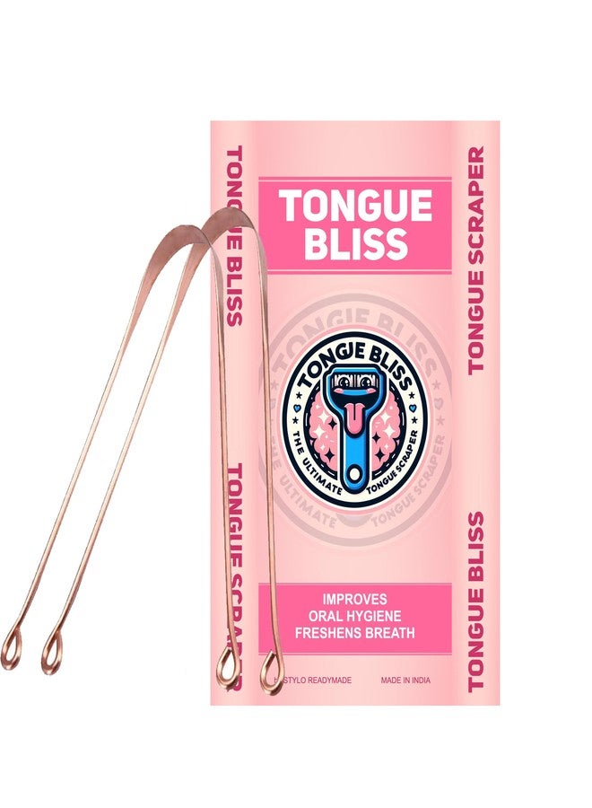Bague Copper Tongue Cleaner For Kids & Adults Ayurvedic Tongue Scraper For Bad Breath (Round pack of 2 - Image 1