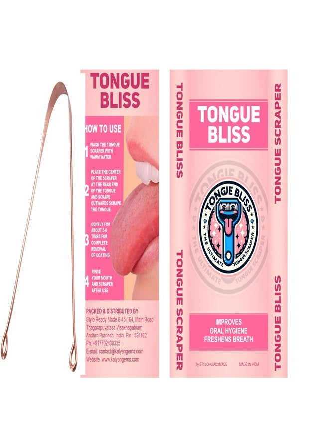 Bague Copper Tongue Cleaner For Kids & Adults Ayurvedic Tongue Scraper For Bad Breath (Round pack of 2 - Image 2