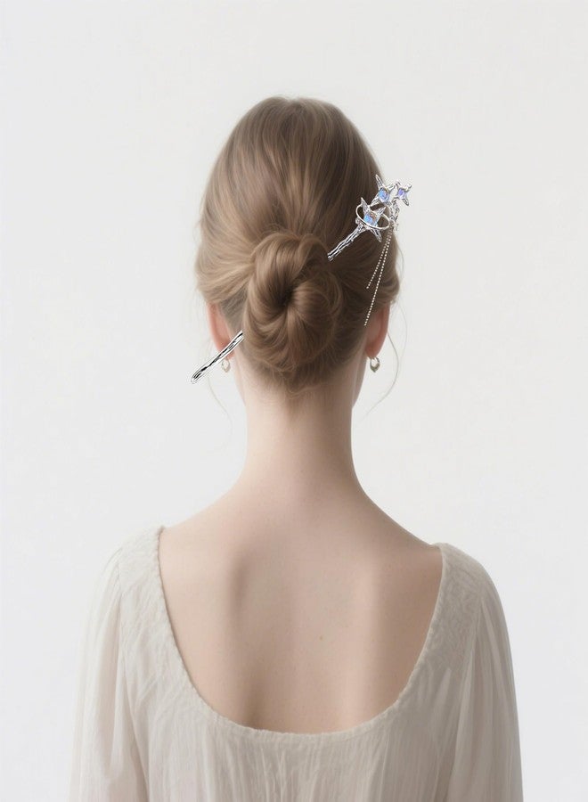 Snmzlc 2 Pcs Hair sticks for buns,French hair pins for women,Buns and Updos with No Hair Damage,Metal Starry sky French Pin Great Hold,Suitable for fine & thick hair US303 - Image 4