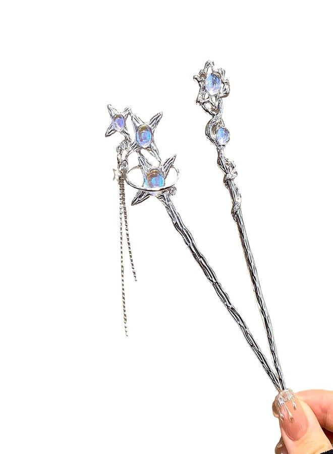 Snmzlc 2 Pcs Hair sticks for buns,French hair pins for women,Buns and Updos with No Hair Damage,Metal Starry sky French Pin Great Hold,Suitable for fine & thick hair US303 - Image 1