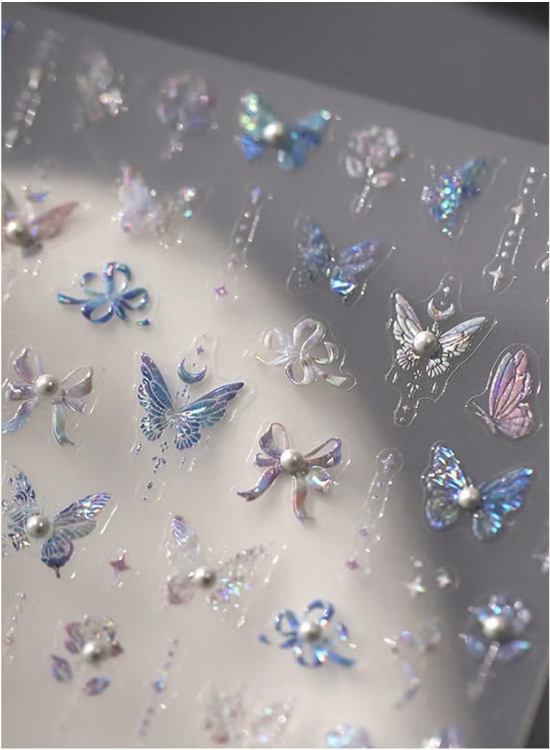 ملصق أظافر سحري على شكل فراشة من كريستال اللؤلؤ 5D مع 100 ماسة من الزركون، مناسب لملصقات الأظافر التي تصنعها بنفسك - Image 2