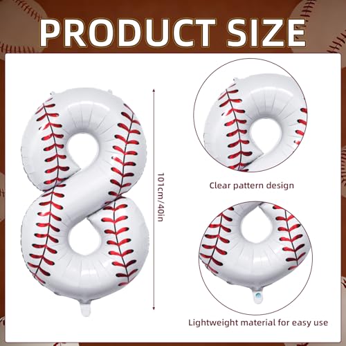 Lcoor Baseball Birthday Decor 40 Baseball Number 8 BalloonSport Themed Balloons Party Decorations 8 - Image 5