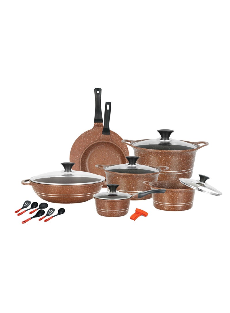 SONEX 20pcs Eden Plus Aluminum Non Stick Cookware Set Pots and Pans Marble Coating - Image 1