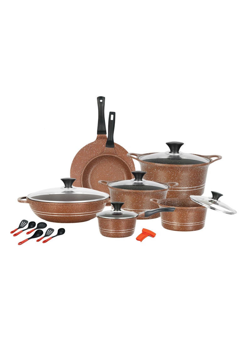 SONEX 20pcs Eden Plus Aluminum Non Stick Cookware Set Pots and Pans Marble Coating - Image 2