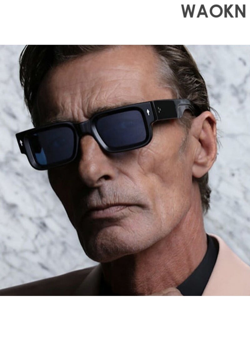 دبليو أيه أو كي أن نظارات شمسية نسائية، نظارات شمسية كلاسيكية ملونة، نظارات شمسية سوداء بعدسات شفافة، إطار مربع سميك، نظارات شمسية سوداء للرجال والنساء، نظارات شمسية مستطيلة عصرية، حماية من الأشعة فوق البنفسجية 400، نظارات شمسية مستطيلة صغيرة للرجال والنساء، نظارات شمسية للسفر، نظارات شمسية كلاسيكية. - Image 5