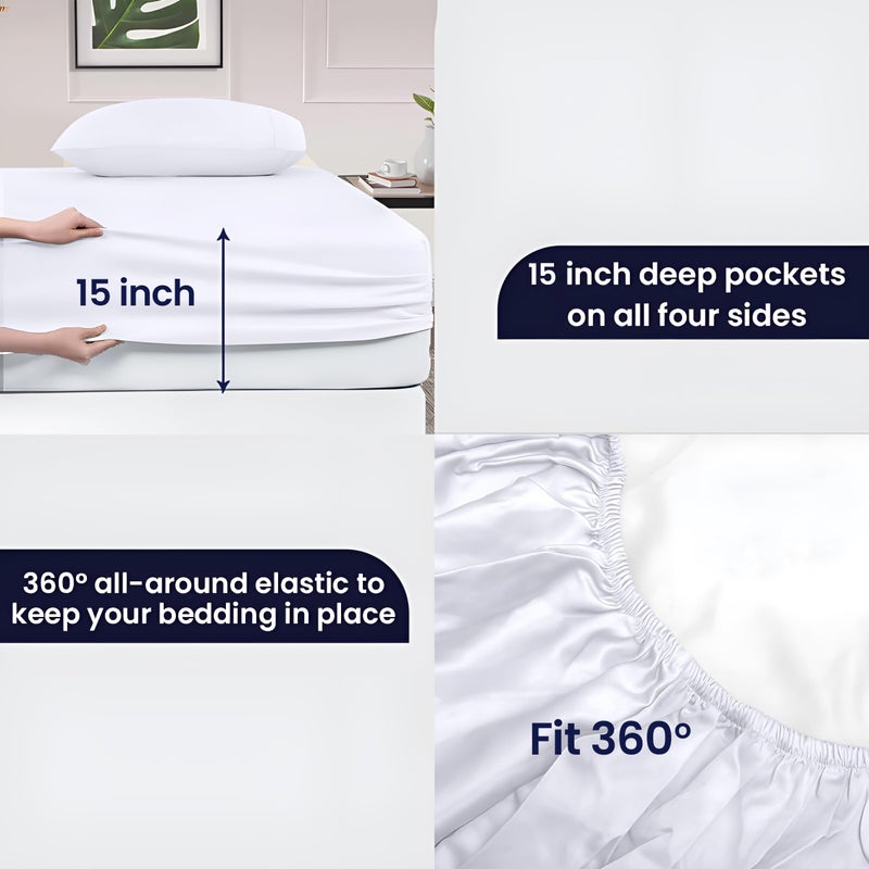SGI bedding RV King Sheets Luxury Soft 100% Egyptian Cotton - Sheet Set for RV King 72x80 Mattress Silver Gray Solid 600 Thread Count Deep Pocket - Image 5