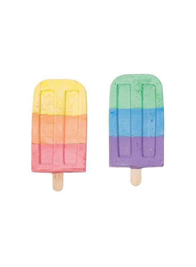 Fun Express 2" x 4" Ice Pop Treat-Shaped Multicolor Sidewalk Chalk - 12 Pieces - Great For Summer, Spring, Easter, School and Daycare Activities and Craft Supplies - Image 1