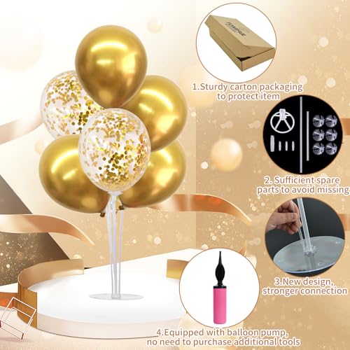 TONIFUL 4 Set Gold Balloon Centerpieces for Table, Balloon Stand Kit for Party Decorations, 40th 50th 60th 70 th Birthday Decorations Retirement Anniversary Graduation Decoration 2026 New Years Eve - Image 4