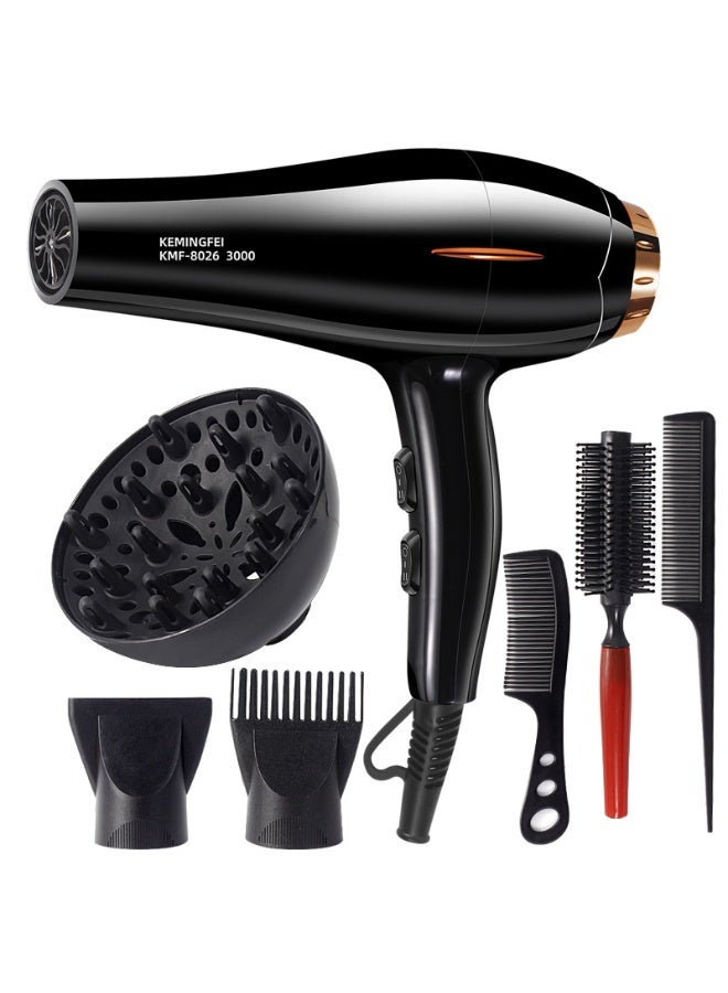 6-in-1 Ionic Hair Dryer 2200W, Salon Professional Blow Dryer with AC Motor, 2 Speed & 3 Heat Settings, Includes Diffuser, Nozzle, Concentrator Comb for Curly and Straight Hair, Fast Drying - Image 1