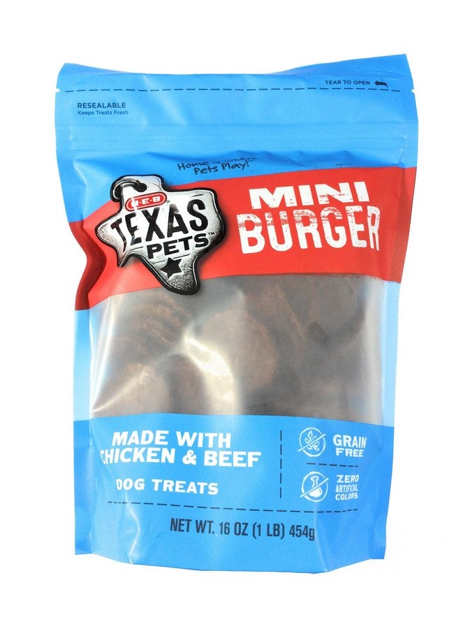 H-E-B Texas Pets Mini Burger Made with Chicken and Beef 16 Oz Premium Pet Treat