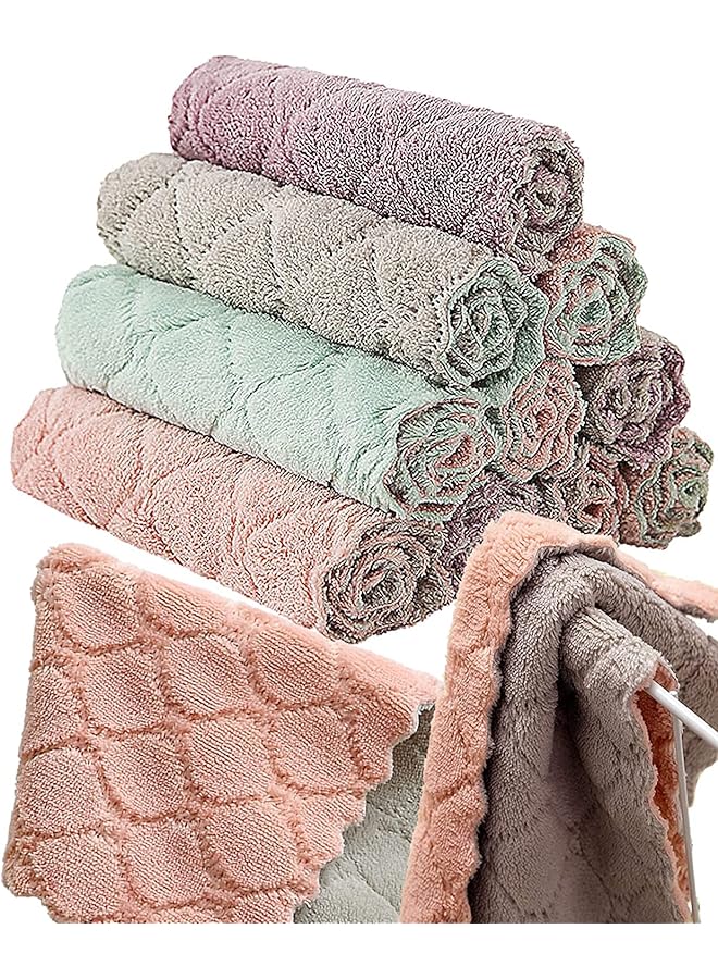 Zaboon Kitchen Towels Dish Towels Coral Velvet Dishtowels Multipurpose Reusable Dish Cloths Soft Tea Towels Absorbent Cleaning Cloths Doublesided Microfiber Towel Lint Free Cleaning Ragscolor - Image 1