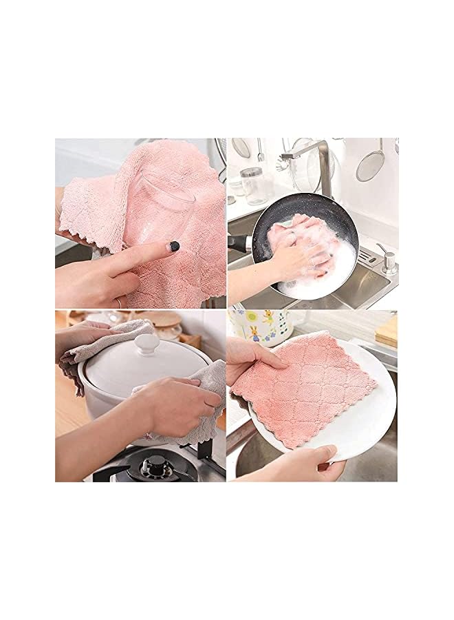 Zaboon Kitchen Towels Dish Towels Coral Velvet Dishtowels Multipurpose Reusable Dish Cloths Soft Tea Towels Absorbent Cleaning Cloths Doublesided Microfiber Towel Lint Free Cleaning Ragscolor - Image 2