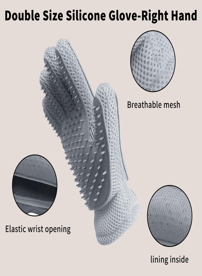 DUFFOBAN 2 in 1 Pet Grooming Gloves - Cat and Dog Glove Brush, High Efficiency Pet Hair Removal Massage Glove, Clean Hair on Both Sides (Grey /1 Piece) - Image 3