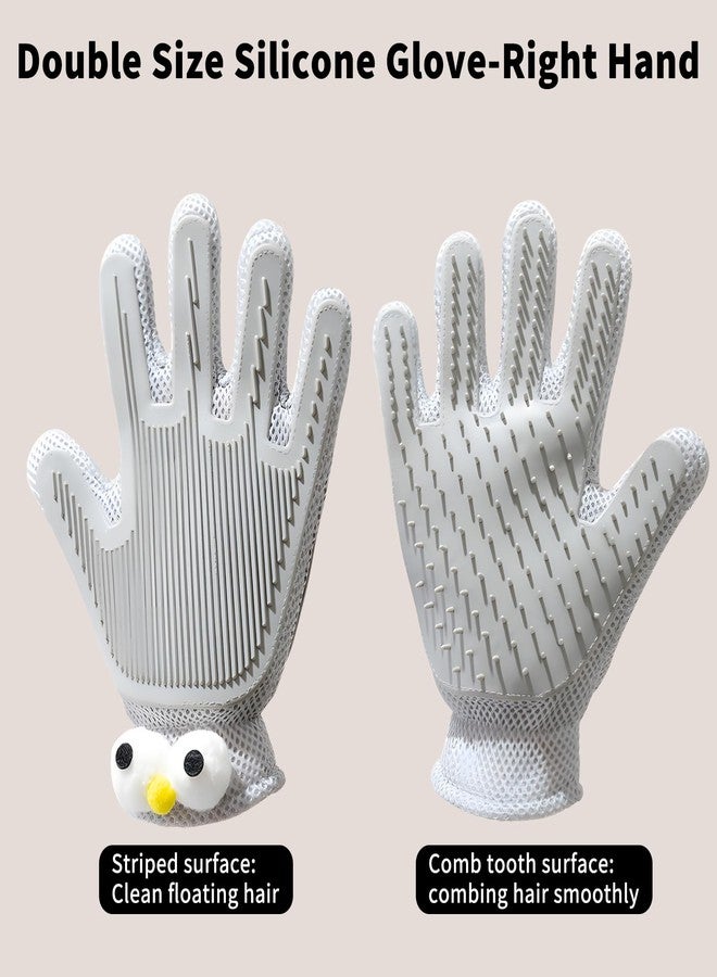 DUFFOBAN 2 in 1 Pet Grooming Gloves - Cat and Dog Glove Brush, High Efficiency Pet Hair Removal Massage Glove, Clean Hair on Both Sides (Grey /1 Piece) - Image 2
