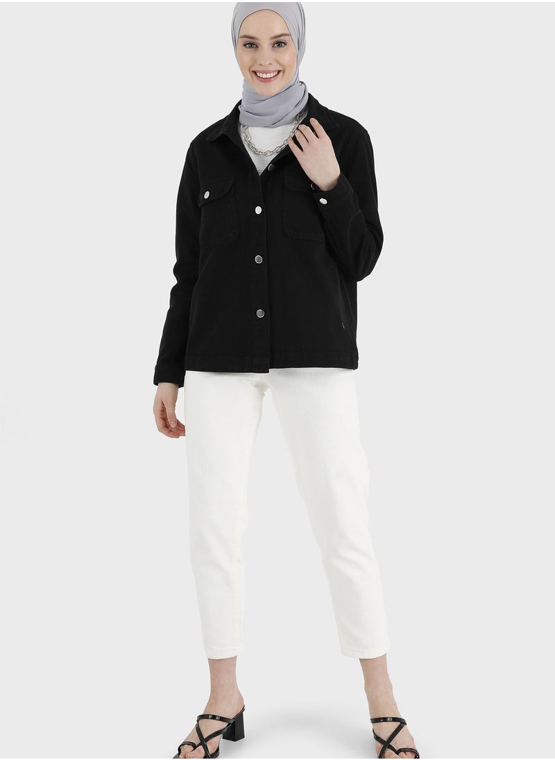 Refka by modanisa - Pocket Detail Denim Jacket - Image 1