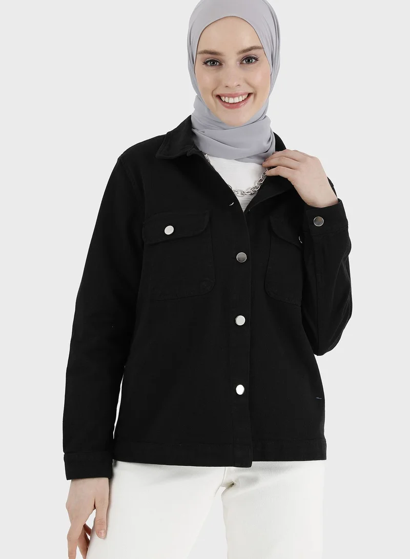 Refka by modanisa Pocket Detail Denim Jacket