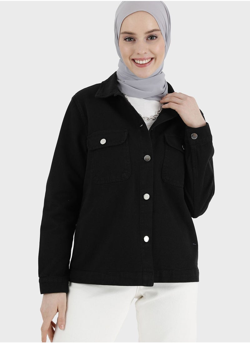 Refka by modanisa - Pocket Detail Denim Jacket - Image 1