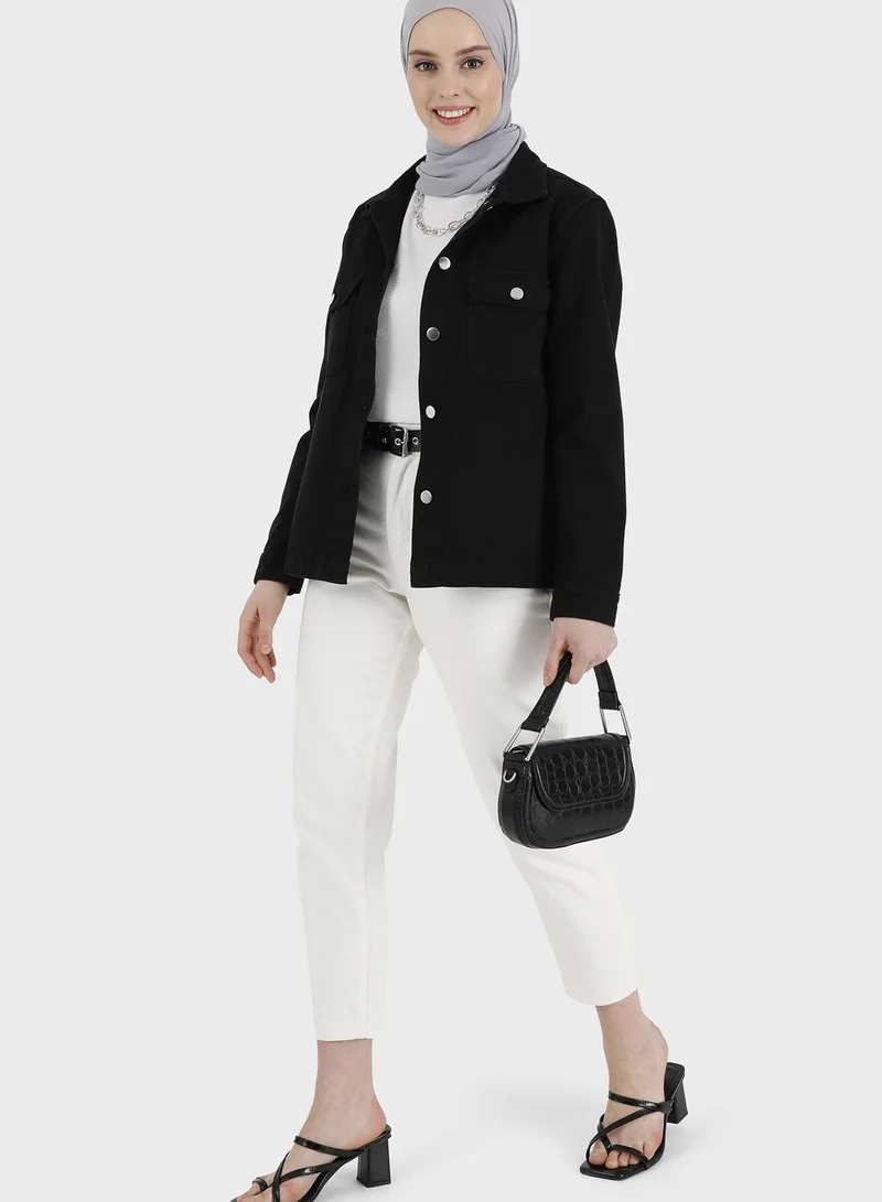 Refka by modanisa Pocket Detail Denim Jacket