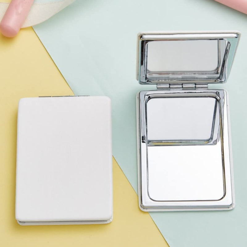 BIMIGET BIMIGET Compact Mirror for Men  Women and Girls  Black Travel Makeup Mirrors for Handbag and Pocket  Portable Double-Sided Mirror with Distortion Free (White) - Image 4