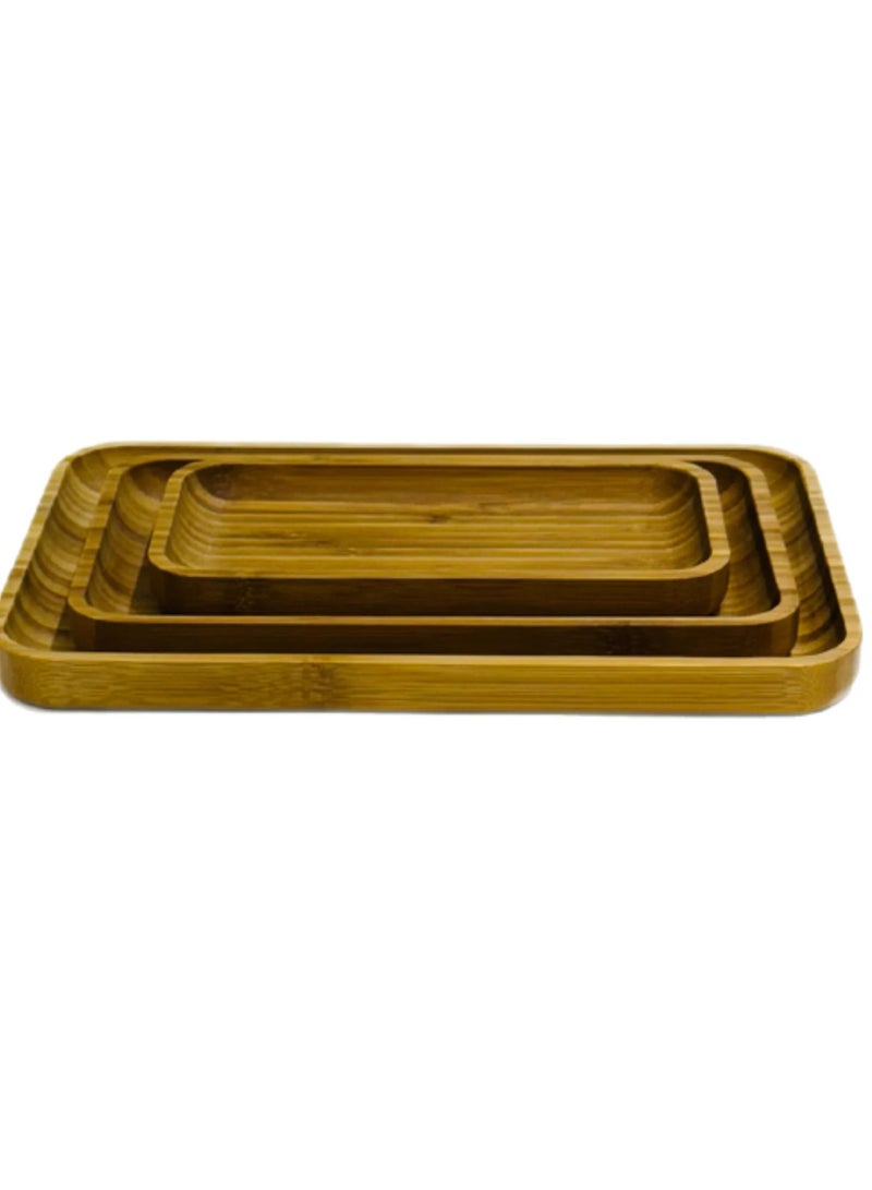 طقم صواني تقديم خشب البامبو الفاخر 3 قطع - Image 2