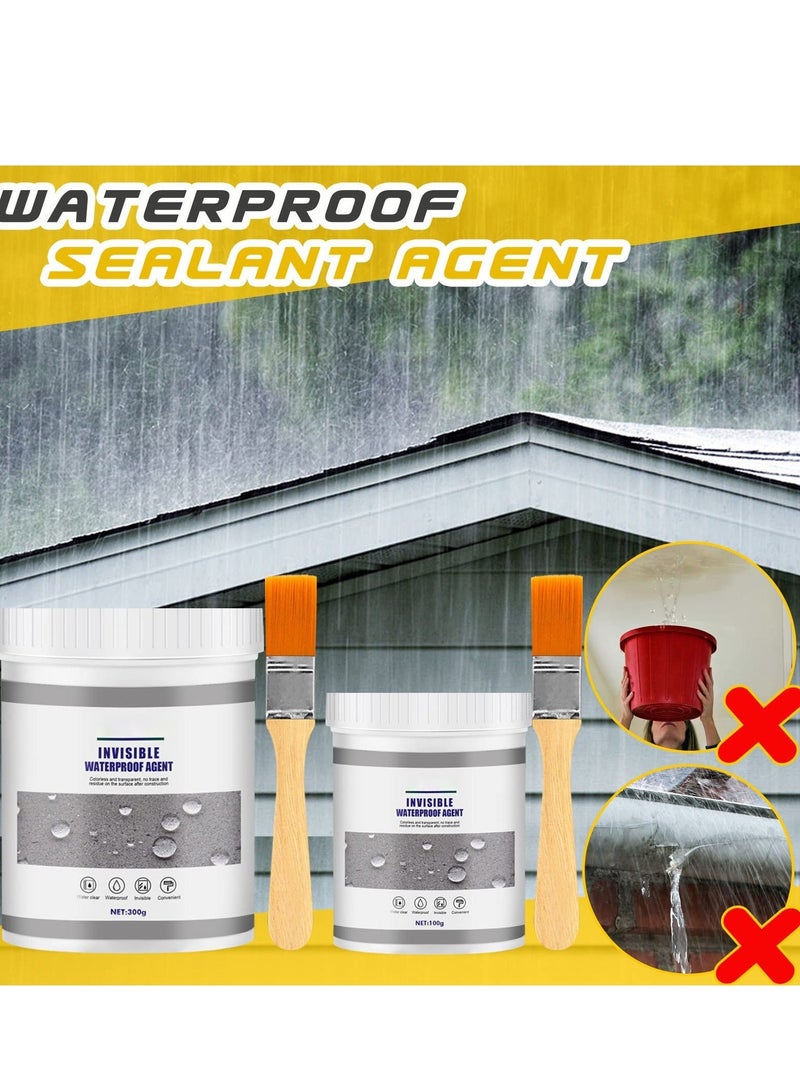 Invisible Waterproof Agent, Waterproof Insulating Sealant, Transparent Anti-Leakage Agent with Brush, Repairing Leak Waterproof Adhesive for Exterior Wall Roof Bathroom Toilet Floor Tiles (300ml)  - Image 2