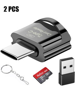 HY Type C Micro SD Card Reader, USB C TF Card Reader, USB C to TF Memory Card Reader with USB C to USB Adapter Compatible with MacBook, Laptops, Android Phones and More  - Image 1