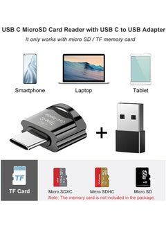 HY Type C Micro SD Card Reader, USB C TF Card Reader, USB C to TF Memory Card Reader with USB C to USB Adapter Compatible with MacBook, Laptops, Android Phones and More  - Image 2