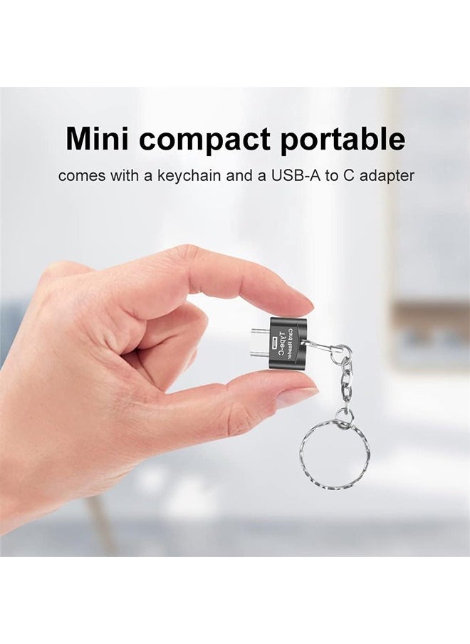 HY - Type C Micro SD Card Reader, USB C TF Card Reader, USB C to TF Memory Card Reader with USB C to USB Adapter Compatible with MacBook, Laptops, Android Phones and More - Image 1