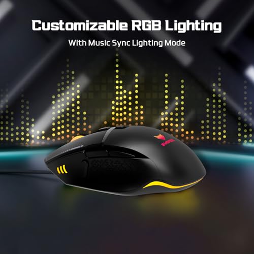 EvoFox Phantom 2 Programmable Gaming Mouse, 8 Programmable Buttons | High Performance 1000Hz Polling Rate | Ultra-Responsive 7000 FPS | 12800 DPI | RGB Lights with Music sync Mode, Windows Software - Image 4