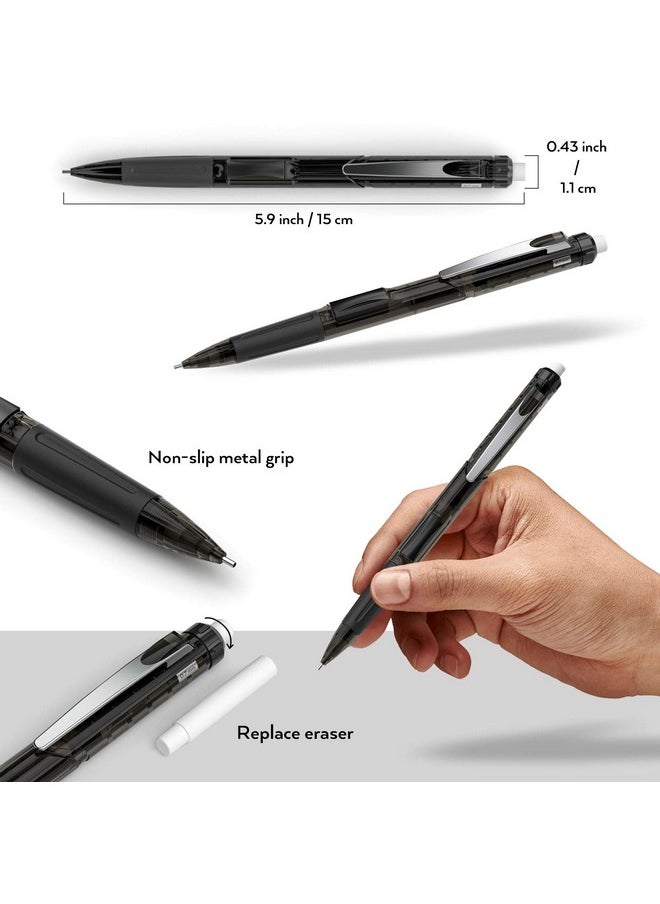 Nicpro - 4 Pcs Mechanical Pencils 0.5Mm & 0.7 Mm With Case, Rotate-Erase & Fast Click Pencils With 8 Tubes Lead Refills, 2 Eraser, Eraser Refills For School Student Drawing, Writing, Drafting, Sketching - Image 1