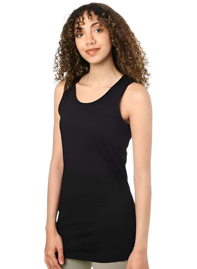Dahab Cotton Plain Sleeveless Undershirt Round Neck For Women-Black - Image 3