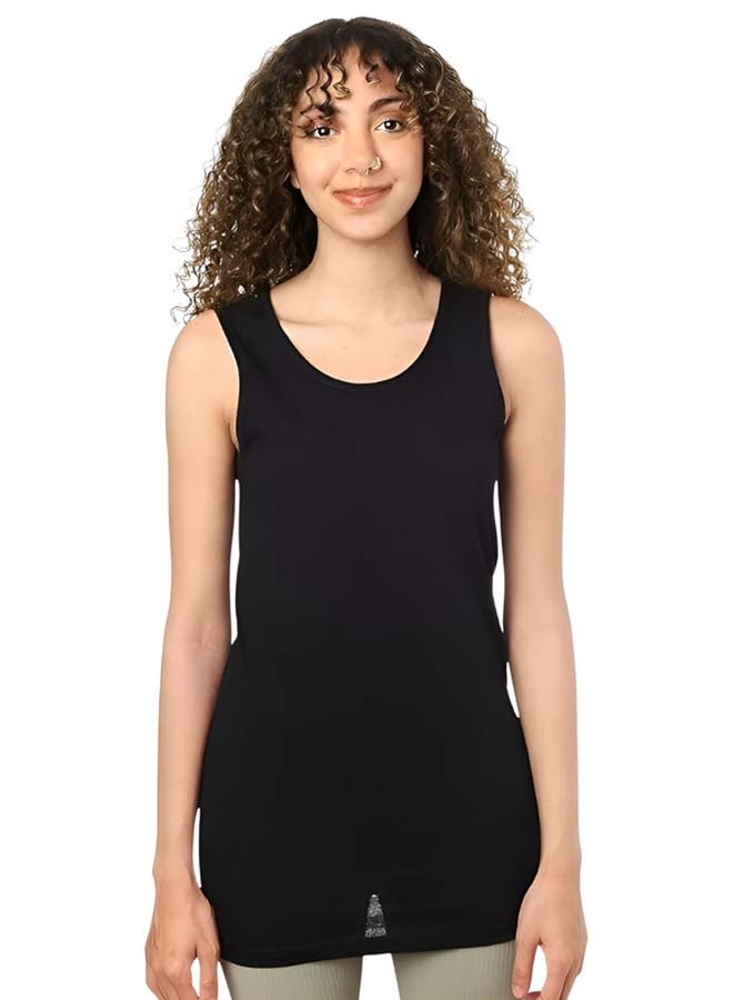 Dahab Cotton Plain Sleeveless Undershirt Round Neck For Women-Black - Image 1
