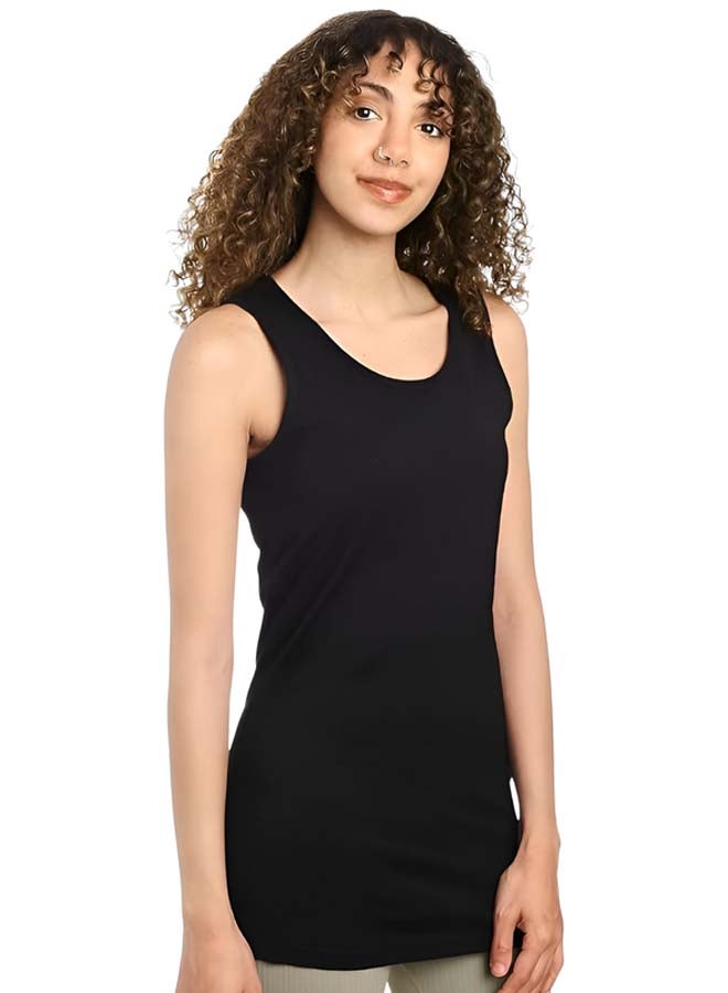 Dahab Cotton Plain Sleeveless Undershirt Round Neck For Women-Black - Image 2