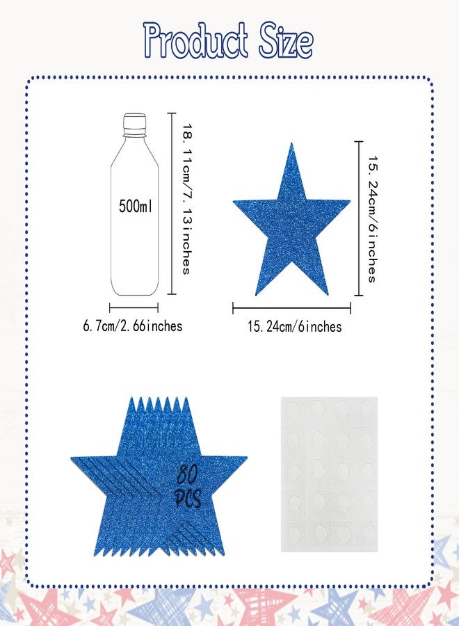 UNIIDECO Blue Star Cutouts, 80 PCS Stars Cardboard Cutout Glitter Star Decorations Paper Star Decor for 4th of July Bulletin Board Classroom Office Decorations (6in) - Image 2