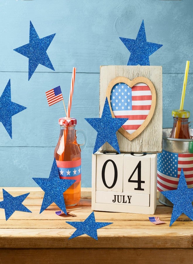 UNIIDECO Blue Star Cutouts, 80 PCS Stars Cardboard Cutout Glitter Star Decorations Paper Star Decor for 4th of July Bulletin Board Classroom Office Decorations (6in) - Image 3