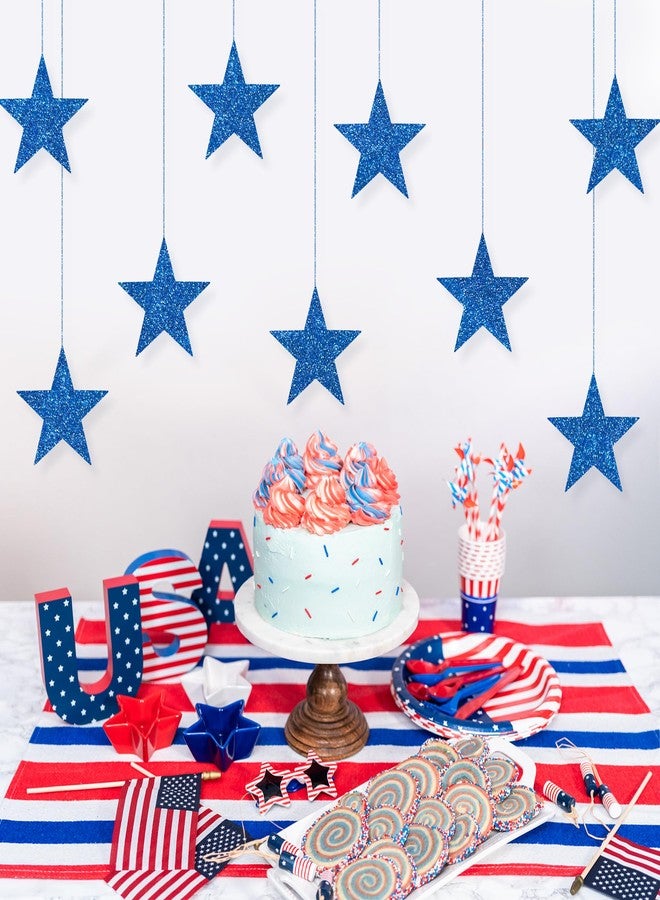 UNIIDECO Blue Star Cutouts, 80 PCS Stars Cardboard Cutout Glitter Star Decorations Paper Star Decor for 4th of July Bulletin Board Classroom Office Decorations (6in) - Image 5