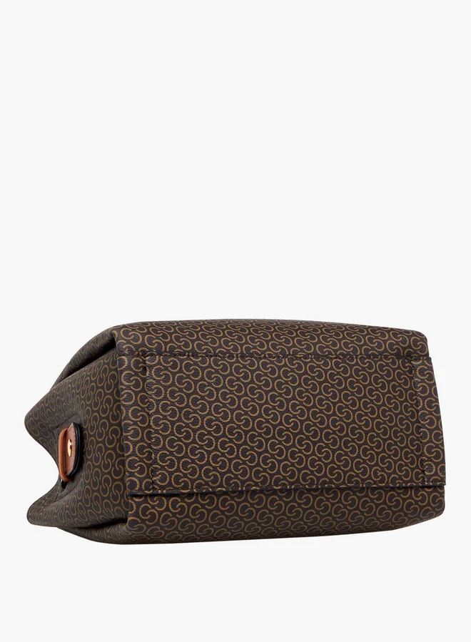 Celeste Monogram Print Tote Bag with Detachable Strap and Zip Closure