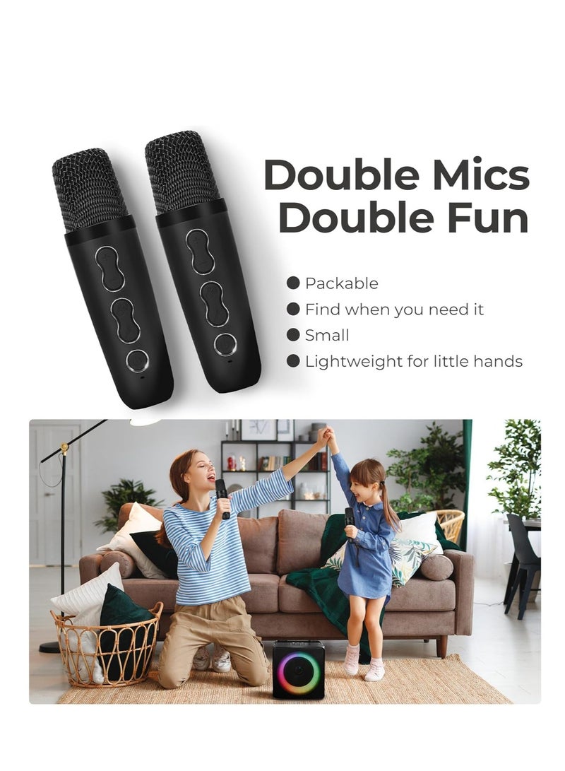 Machine with 2 Wireless Microphone, Bluetooth Portable Karaoke Speaker for Kids Adults, Party Karaoke Speaker with Led Light, Supports TF USB AUX BT Karaoke for Christmas Birthday Gift - Image 2