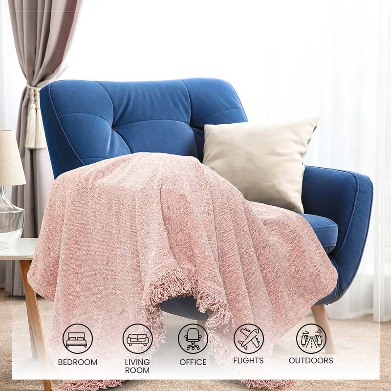 SASHAA WORLD Soft Chenille Throw Blanket Throw for Living Room Sofa Bed Chair Picnic Used for Gift Rose Pink 130 x 180 cm - Image 4
