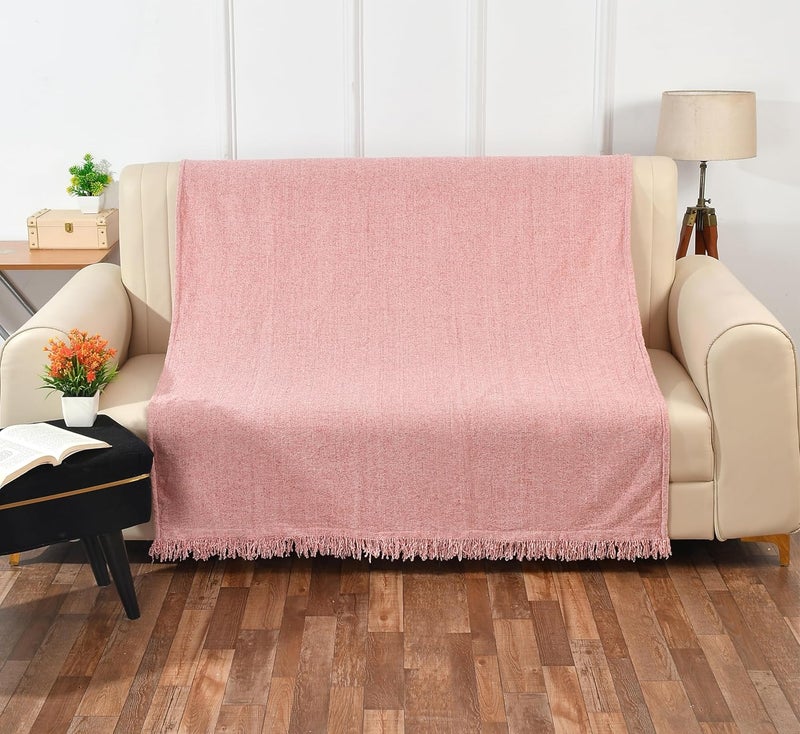 SASHAA WORLD Soft Chenille Throw Blanket Throw for Living Room Sofa Bed Chair Picnic Used for Gift Rose Pink 130 x 180 cm - Image 3