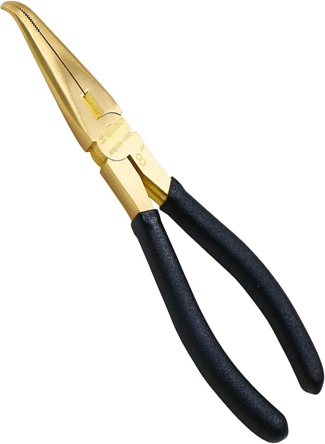WEDO Bent Nose Pliers - 8" Brass Needle Nose Pliers with Non-Slip Handle, Length 200mm - Image 1