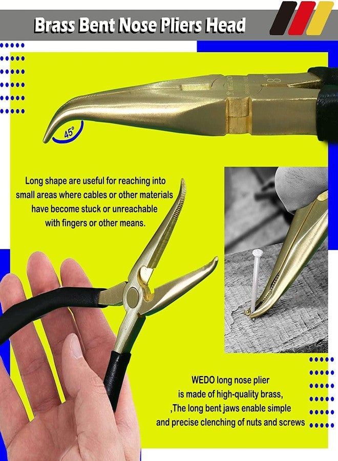 WEDO Bent Nose Pliers - 8" Brass Needle Nose Pliers with Non-Slip Handle, Length 200mm - Image 3