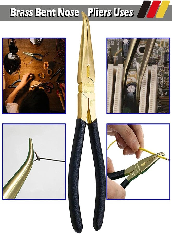WEDO Bent Nose Pliers - 8" Brass Needle Nose Pliers with Non-Slip Handle, Length 200mm - Image 5