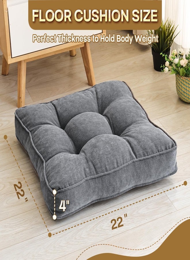 1 MIDDLE ONE Floor Pillow Set of 2, Memory Foam Floor Cushions for Adults, Large Square Meditation Pillow for Sitting, 22 x 22 Inches (Square | Grey) - Image 4