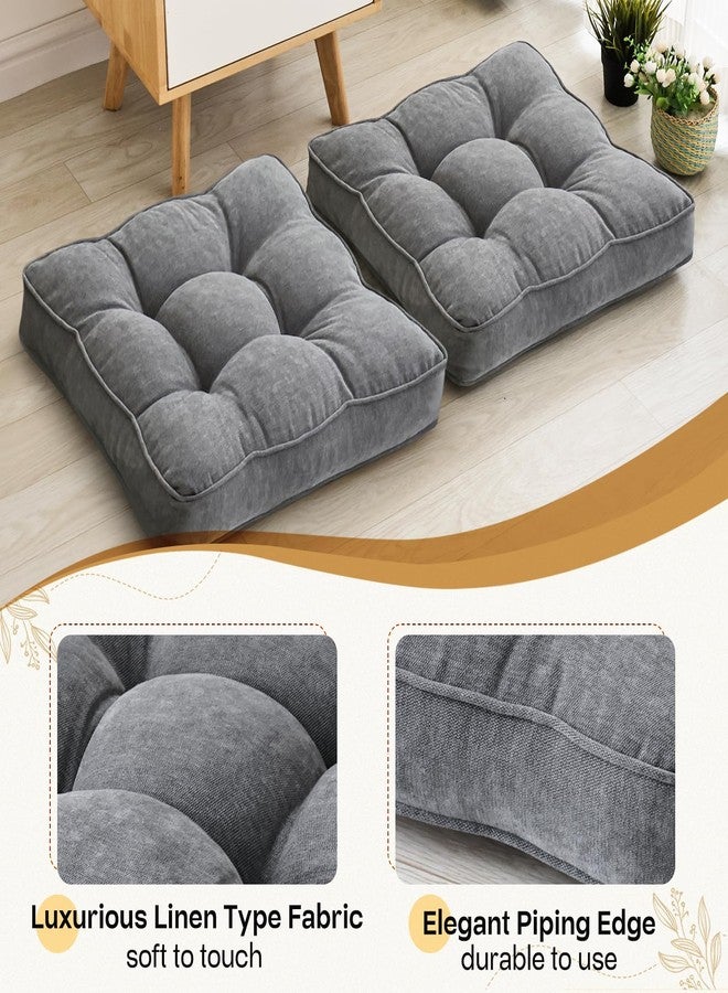 1 MIDDLE ONE Floor Pillow Set of 2, Memory Foam Floor Cushions for Adults, Large Square Meditation Pillow for Sitting, 22 x 22 Inches (Square | Grey) - Image 3