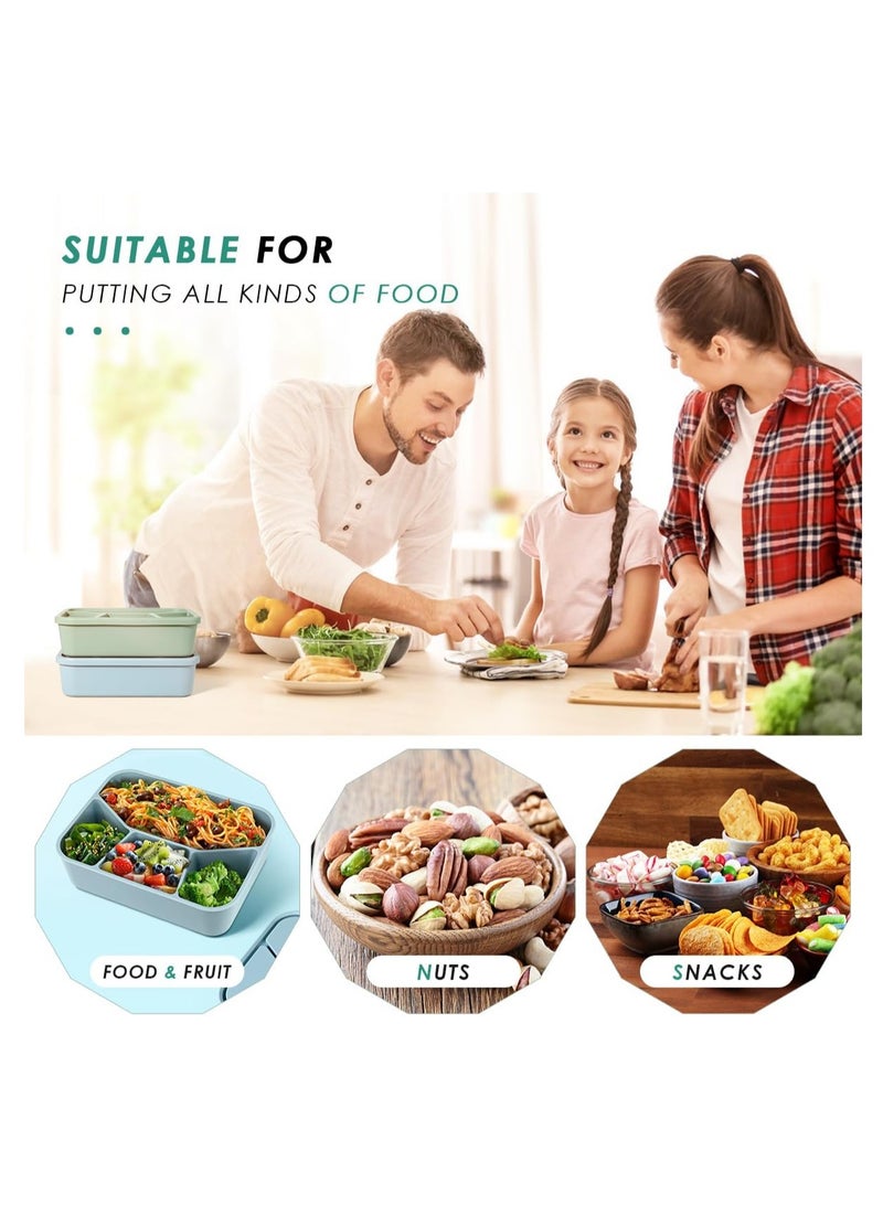 KASTWAVE Silicone Bento Box, Bento Lunch Box with 4 Compartments, Leak-Proof Salad Bento Boxes, Sauce Container, Utensils, Food Picks and Muffin Cups, Microwave, Dishwasher and Freezer Safe, Blue - Image 5