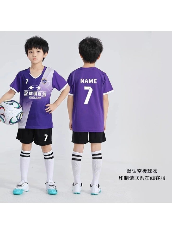 7707-purple Suit Summer Children's Football Clothes Suit Customized Boys' Primary School Students' Competition Team Clothes Girls' Training Clothes Quick-dry Football Clothes