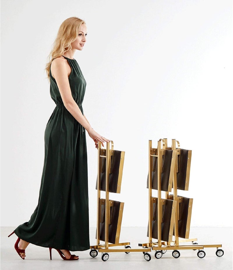 Rolling Beauty Tool Trolley Cart with 2 Tier Storage Tray Salon Tattoo Spa Clinic Medical Studio Home Gold Color - Image 3