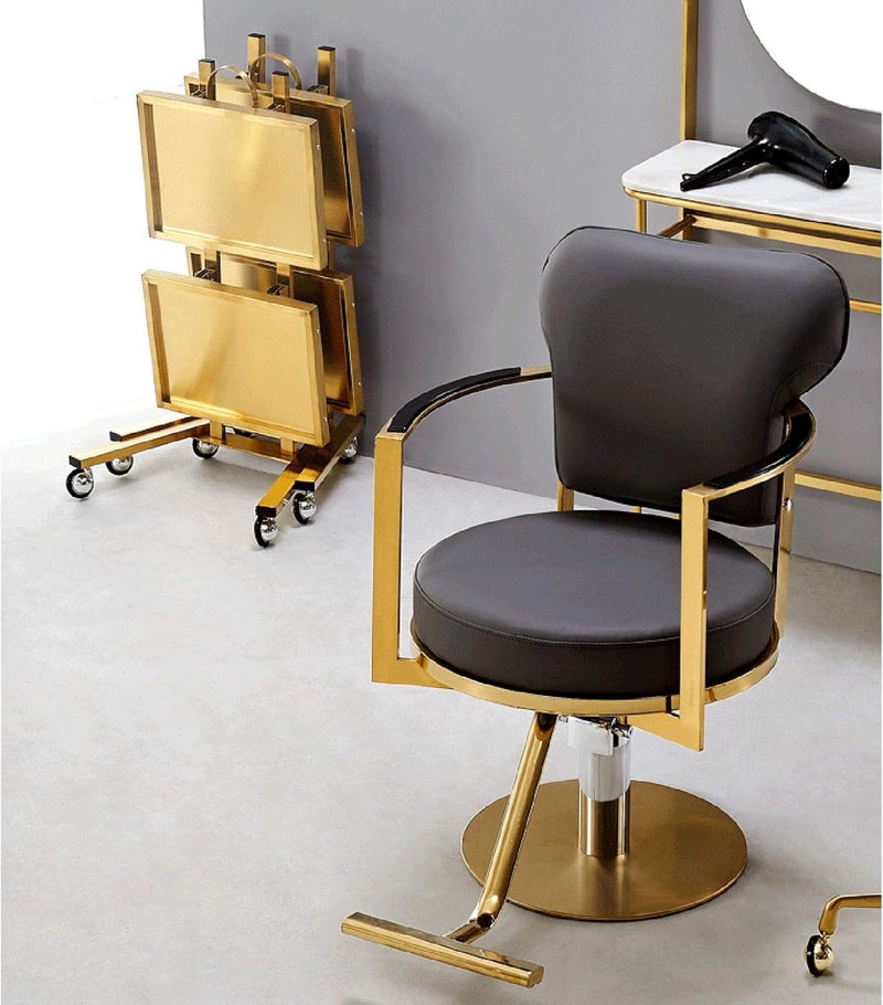 Rolling Beauty Tool Trolley Cart with 2 Tier Storage Tray Salon Tattoo Spa Clinic Medical Studio Home Gold Color - Image 2